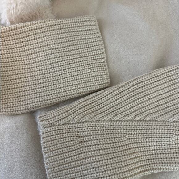 John + Jenn Sienna Faux Shearling Fur Open Cardigan Jacket Knit Tan Faux Suede L - Picture 12 of 15